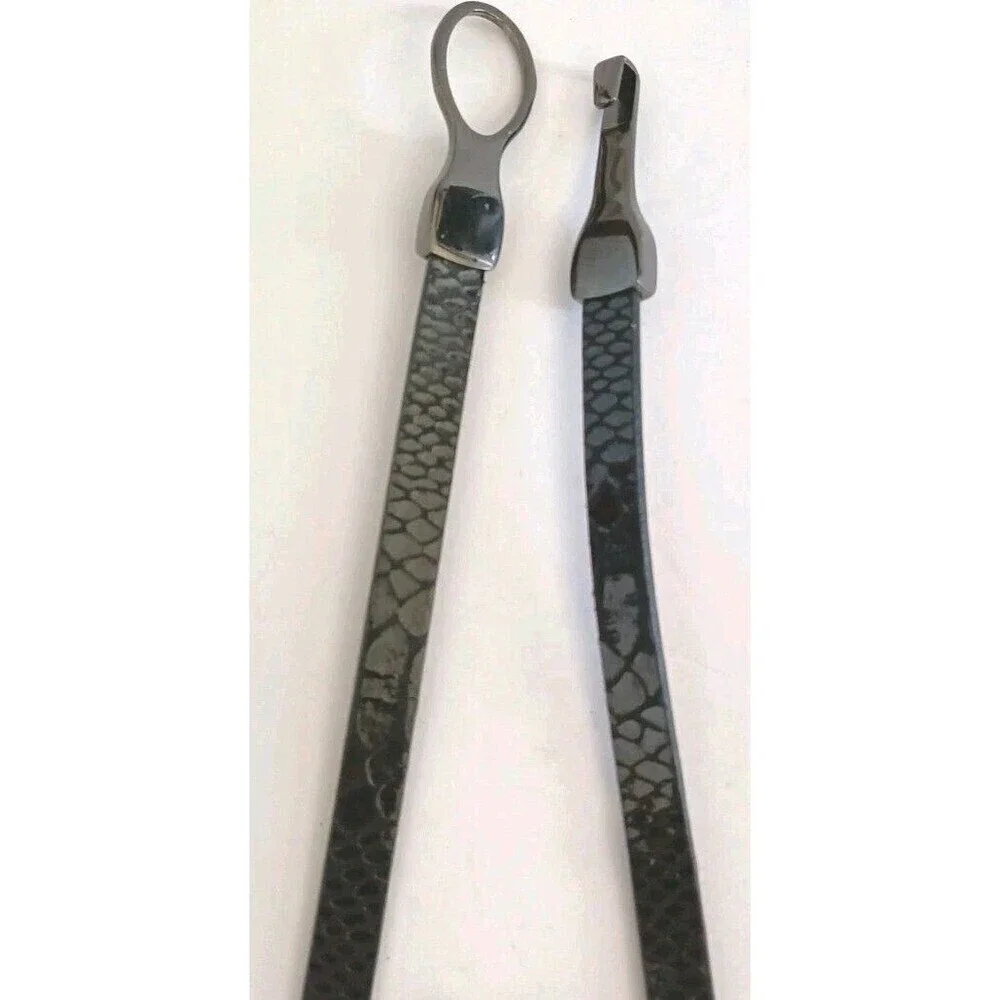 The Limited Faux Leather Latch Belt  Women's Size Medium Black Snakeskin Skinny
